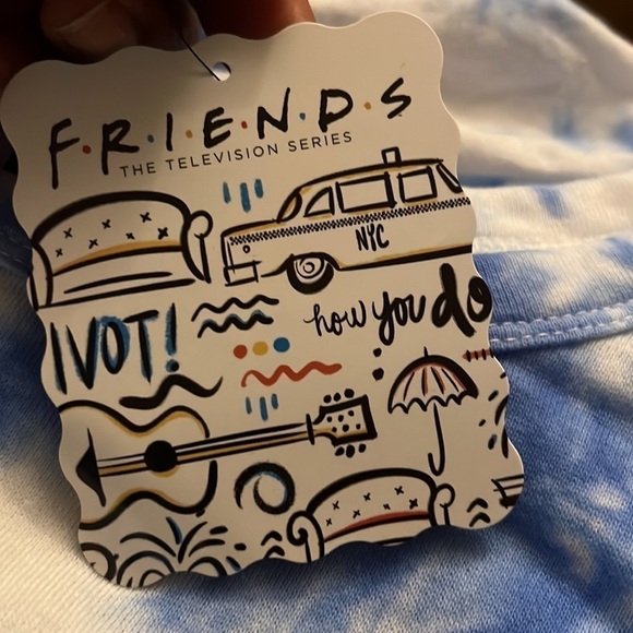 French Terry FRIENDS graphic tee blue white 14/16 - Picture 15 of 15